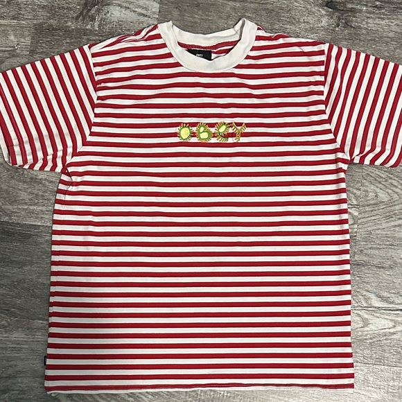 OBEY Red and White Striped T-Shirt - Picture 4 of 4